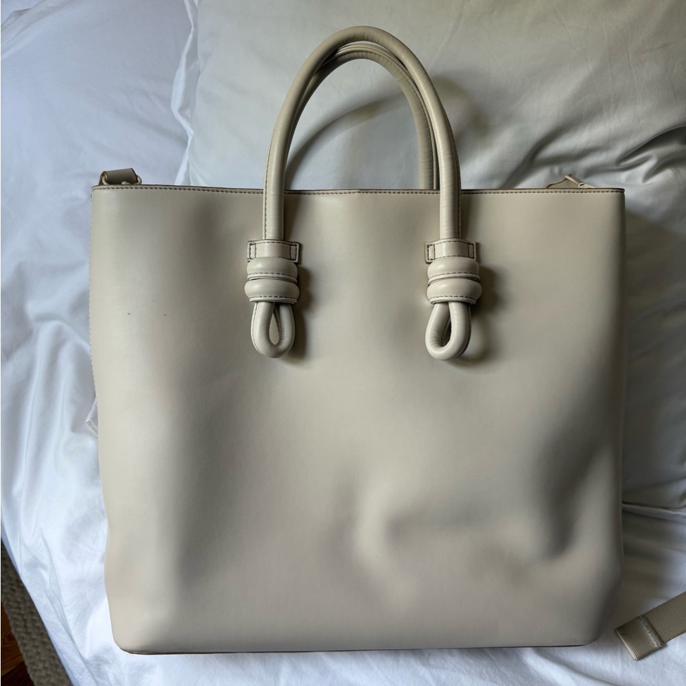 White Faux Leather Tote